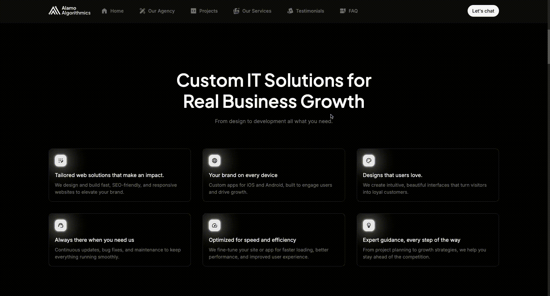 Glow effect on the landing page